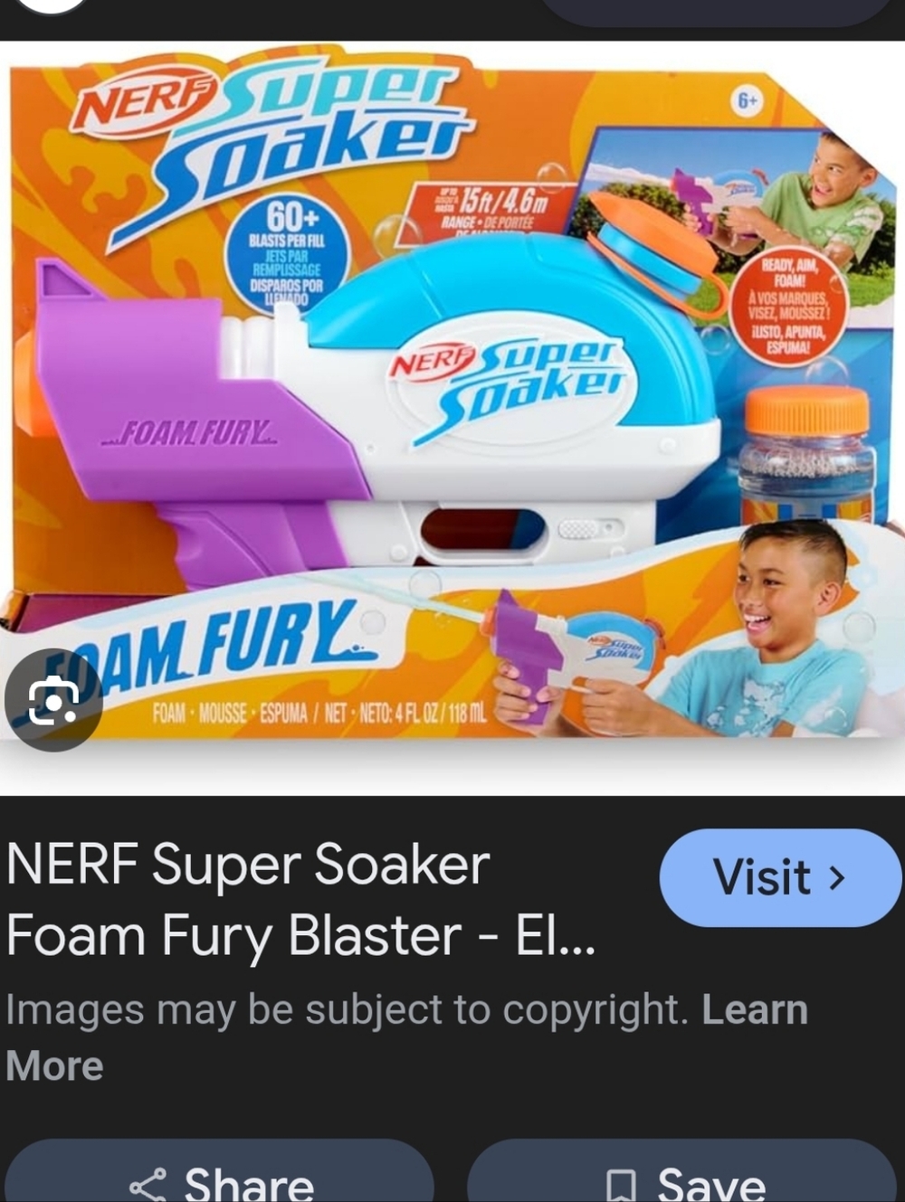 NWT NERF Super Soaker Foam Fury Blaster